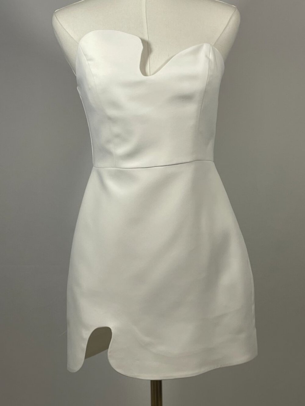Amanda Uprichard Ivory White Strapless Puzzle Mini Dress - Size S - Picture 2 of 5